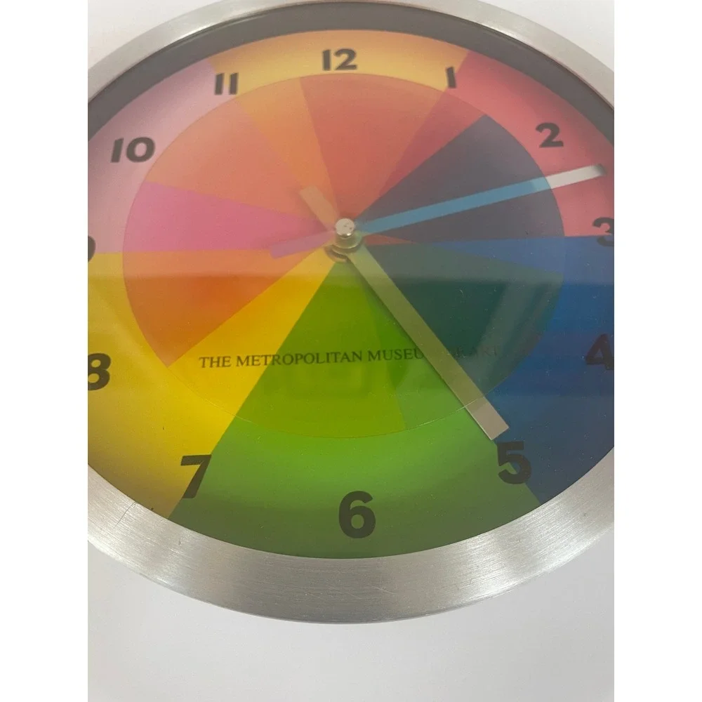 Vintage Rainbow Color Wheel Wall Clock | Retro Chrome Pop Art Clock